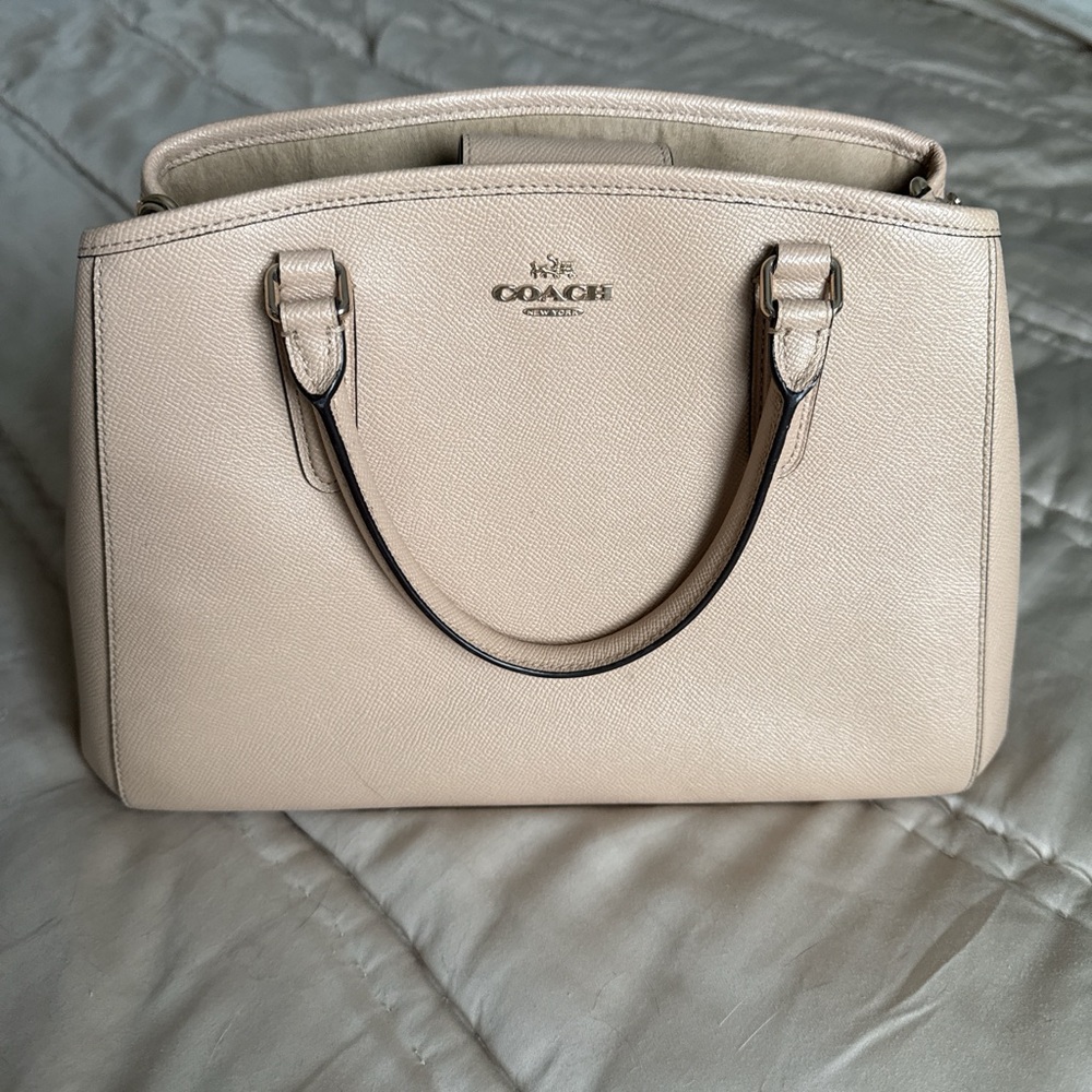 Coach Beige Leather Satchel with removable strap